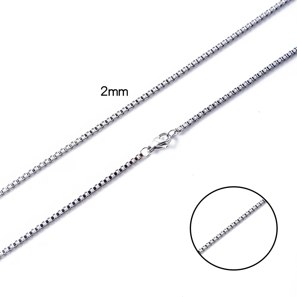 HIYEE Men's Thin Box Chain Necklace,1.5/2/2.5/3MM Stainless Steel Chain Link Collars Gift,Male DIY Jewelry,18 to 24 Inch Parts