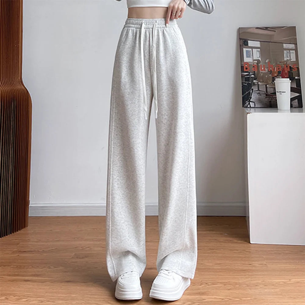 Casual High Waist Wide Leg Pants for Women – Korean Style Loose Fit Sweatpants, Trendy Streetwear Trousers