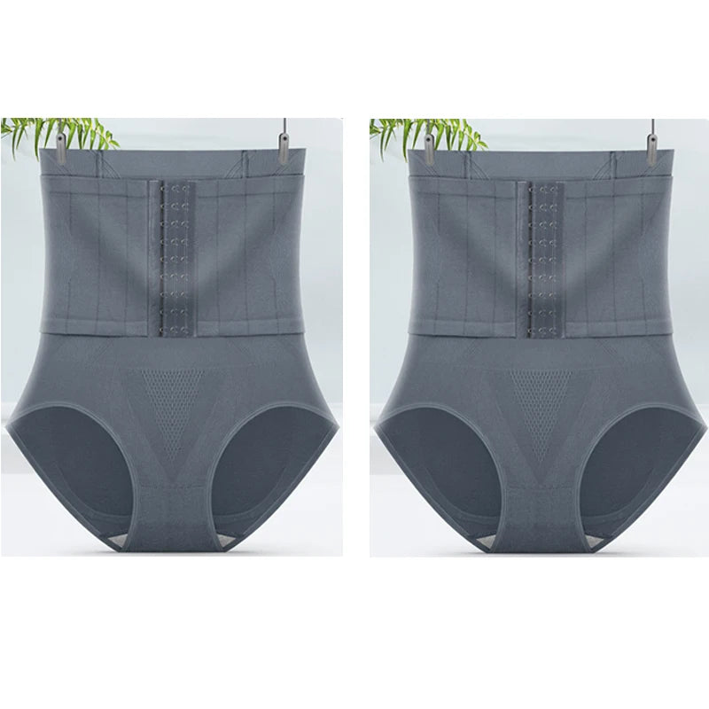 2pcs Women High Waist Shaping Briefs Buckle adjustment Body Shaper Slimming Underwear Butt Lifter Control Pantie Shapewear Pant