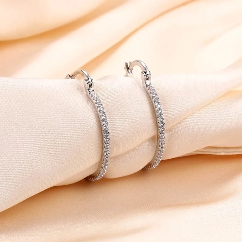 Buyee 925 Sterling Silver Female Big Drop Earring Circle Trend Double Earring for Women Fashion Party Fine Jewelry Earring Gift