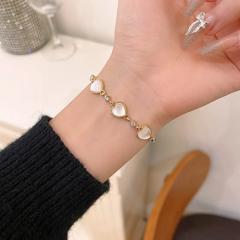 Exquisite Opal Tulip Zircon Bracelet for Women Fashionable Personalized Daily Accessory Party Jewelry Birthday Anniversary Gifts
