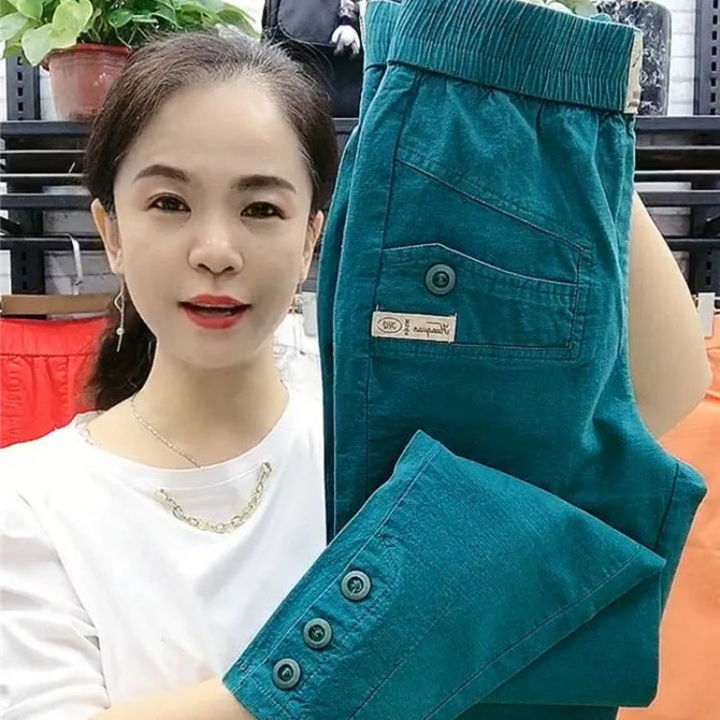 New 2025 Fashion Korean Women's pants Spring Summer  Casual Slim Elastic Waist Pants Female Harun pants Ladies Trousers