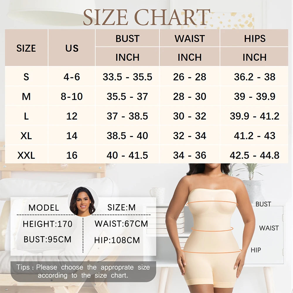 Women Strapless Shapewear Bodysuits Tummy Control Butt Lifter Body Shaper Waist Trainer Sculpting Underwear Shape wear
