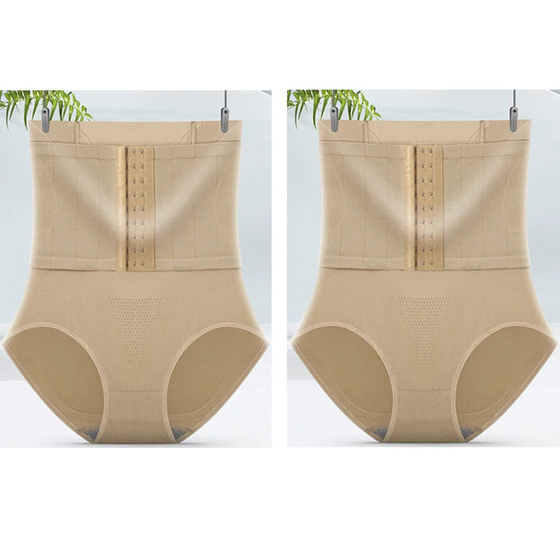 2pcs Women High Waist Shaping Briefs Buckle adjustment Body Shaper Slimming Underwear Butt Lifter Control Pantie Shapewear Pant