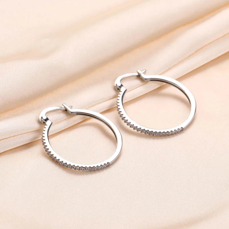 Buyee 925 Sterling Silver Female Big Drop Earring Circle Trend Double Earring for Women Fashion Party Fine Jewelry Earring Gift