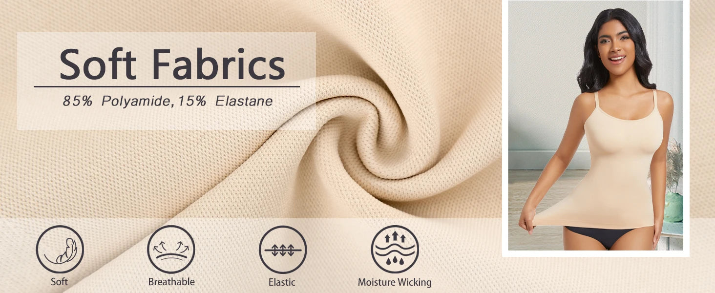 Women Shapewear Top Tummy Control Body Shaper Scoop Neck Compressions Cami Vest mit  Straps Shaping Camisole Shirt Slim Vest