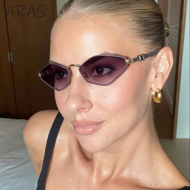 Small Frame Hexason Punk Sunglasses Women 2025 Luxury Brand Polygon Sun Glasses For Lady Vintage Outdoor Shades Cat Eye Eyewear