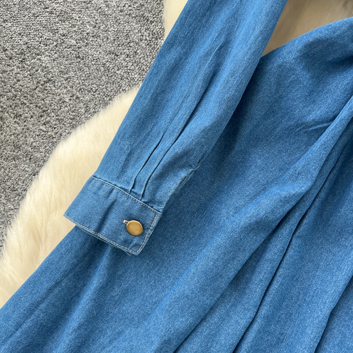 Sexy long sleeve Slit Pockets Single Breasted High Waist Pleated dress Vestidos sundress Women Evening Party dress