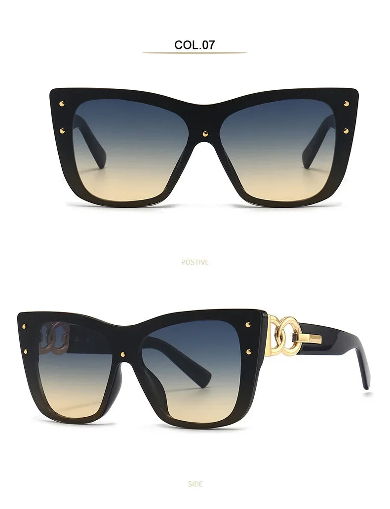 2025 New Fashion Big Frame Cat Eye Sunglasses For Ladies Street Shot Fashionable Sunglasses for Women Driving Shades UV400