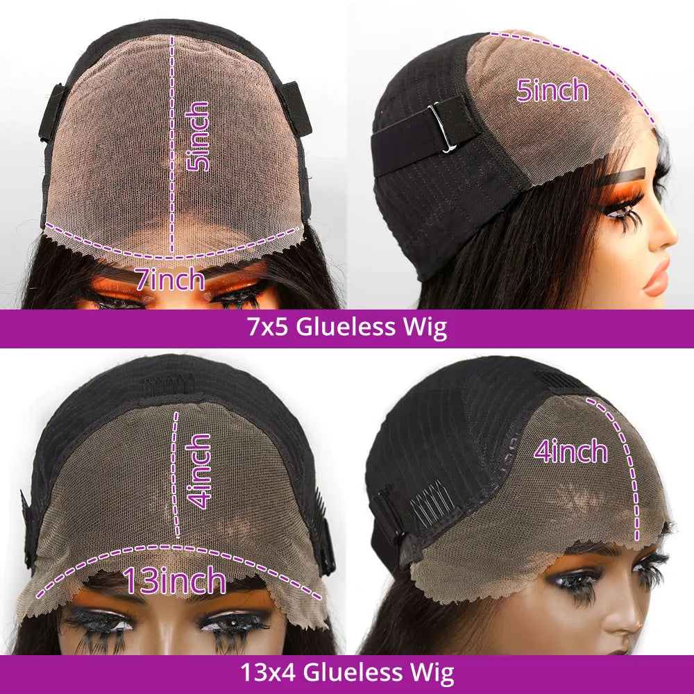 No Glue Deep Wave Lace Frontal Wigs For Women 13x4 7x5 Glueless Bob Wig Curly Human Hair Wigs 250 Density Ready to Wear