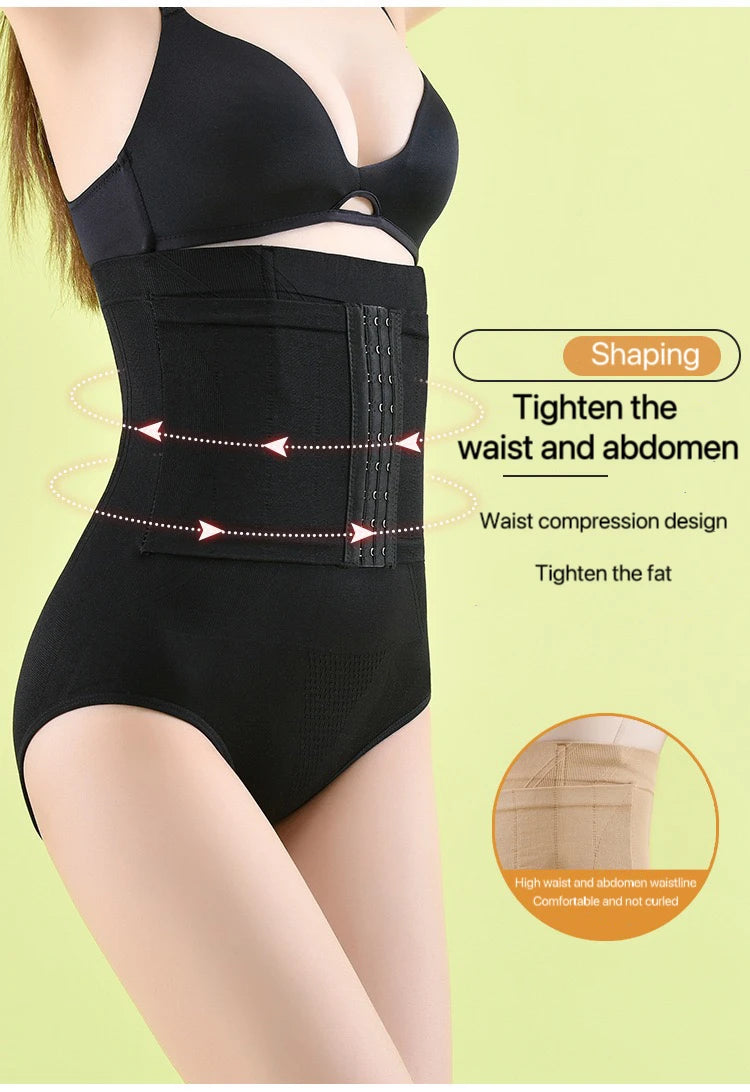 2pcs Women High Waist Shaping Briefs Buckle adjustment Body Shaper Slimming Underwear Butt Lifter Control Pantie Shapewear Pant