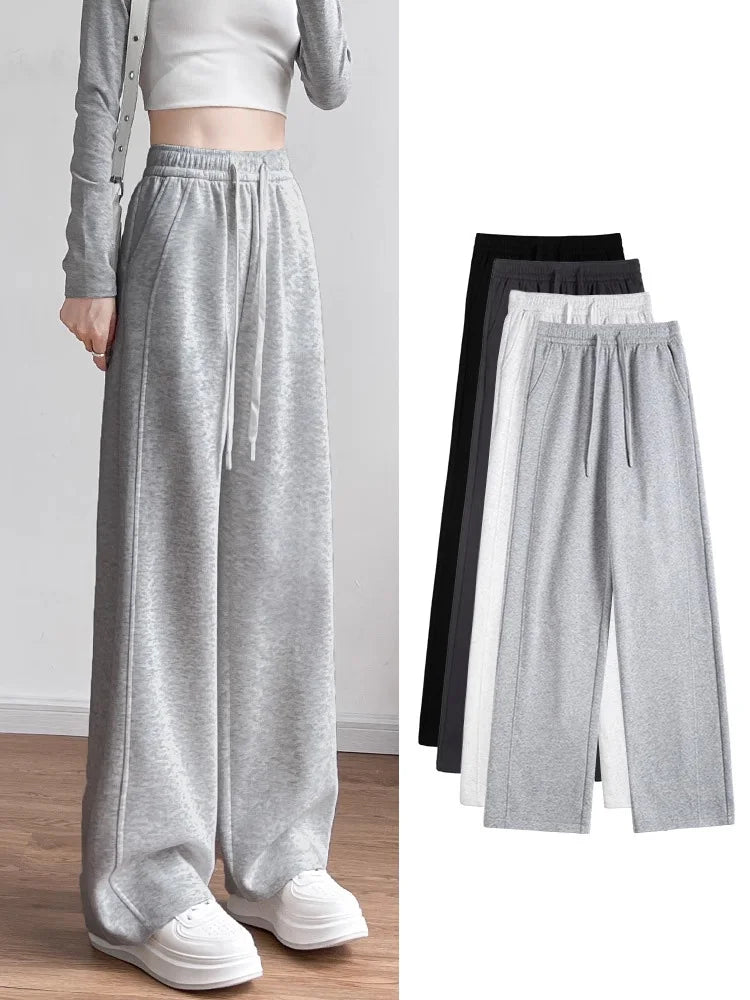 Casual High Waist Wide Leg Pants for Women – Korean Style Loose Fit Sweatpants, Trendy Streetwear Trousers