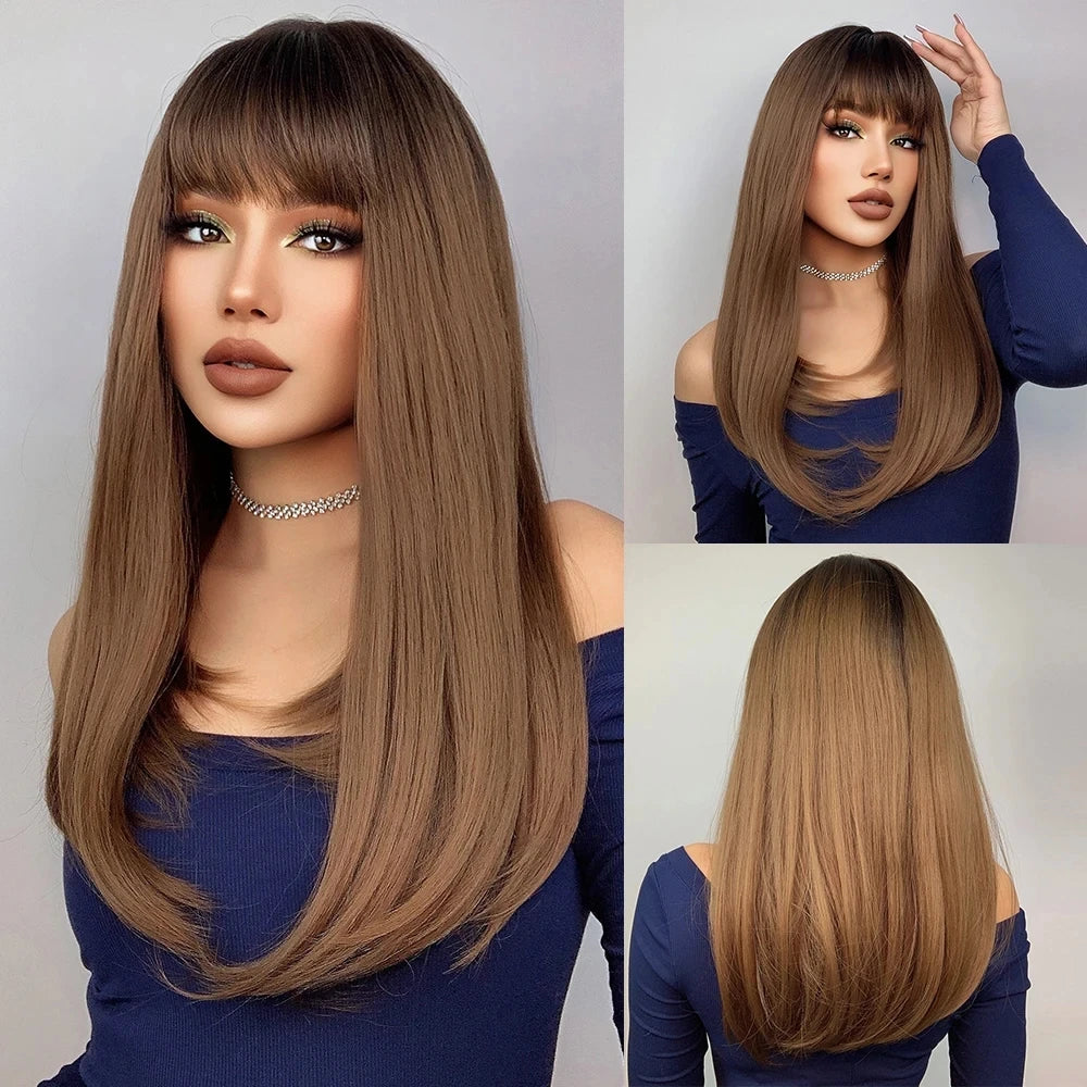 HENRY MARGU White Long Straight Synthetic Wigs for Women Colorful Cosplay Party Fake Hair with Bangs White Wig HighTemperature