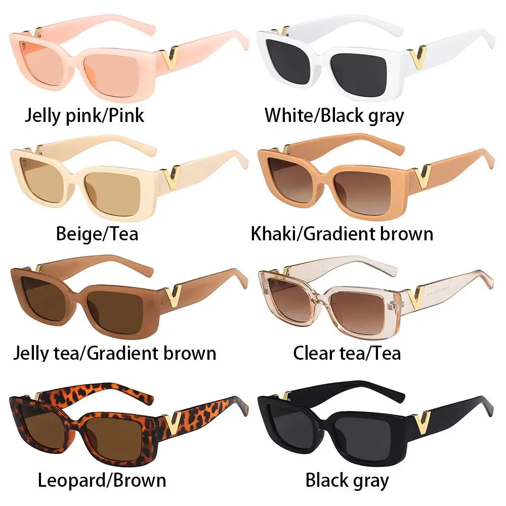 Retro Cat eyt Frame Sunglasses Women 2023 Luxury V Sun Glasses Men Fashion Rectangle Jelly Sunglasses with Metal Hinges UV400