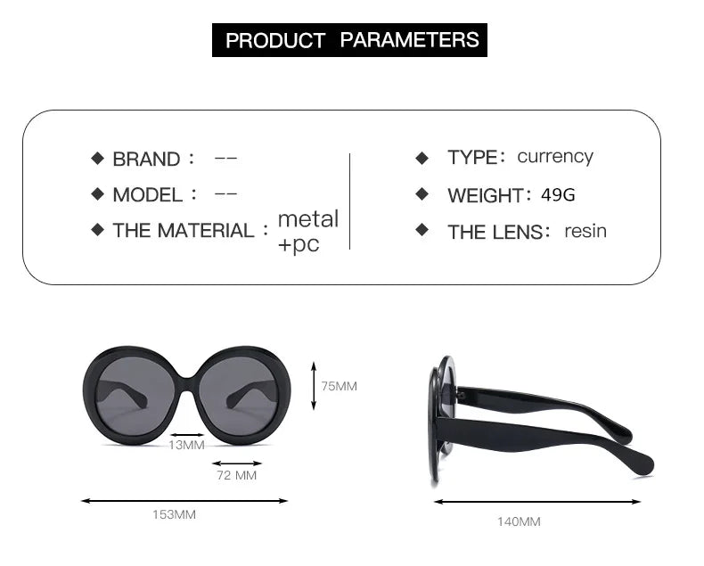 JNPCXI Oversized Round Sunglasses Women Men Luxury Brand Big Frame Sun Glasses Goggles Large Shades Unisex Riding Eyeglasses