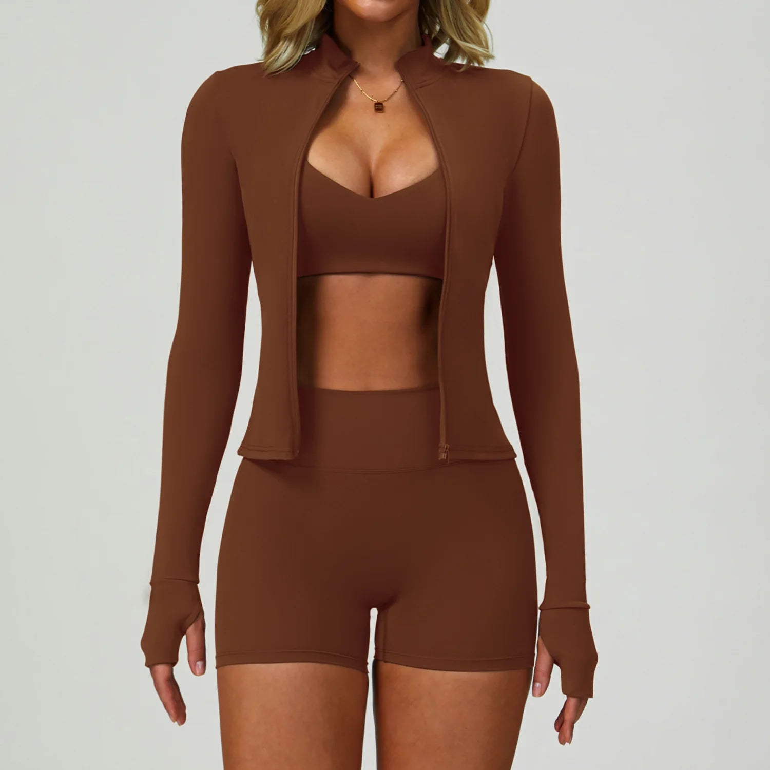 2PCS Yoga Clothing Set Women's High Waisted Leggings 3 Piece Fitness Suit Coat Jacket Exercise Wear Fitness Workout Underwear ﻿