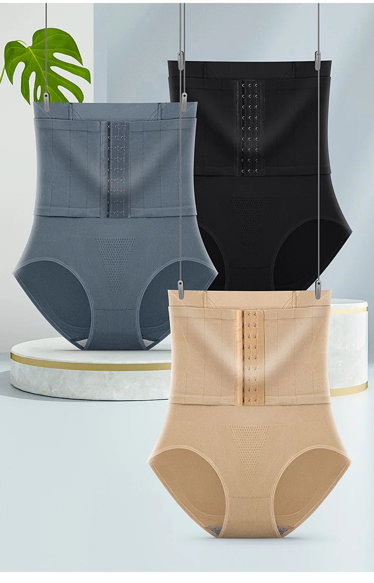 2pcs Women High Waist Shaping Briefs Buckle adjustment Body Shaper Slimming Underwear Butt Lifter Control Pantie Shapewear Pant