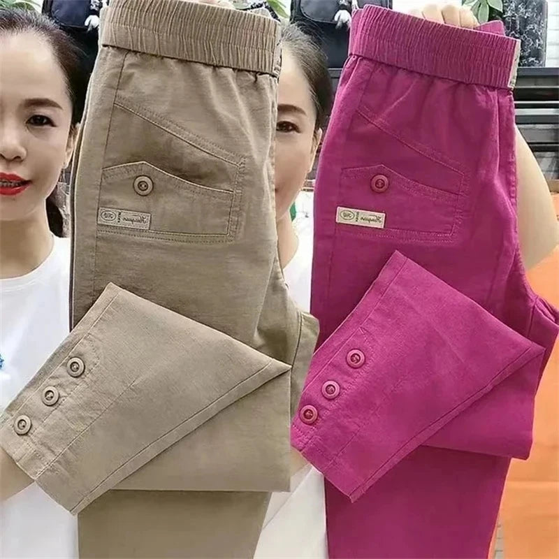 New 2025 Fashion Korean Women's pants Spring Summer  Casual Slim Elastic Waist Pants Female Harun pants Ladies Trousers