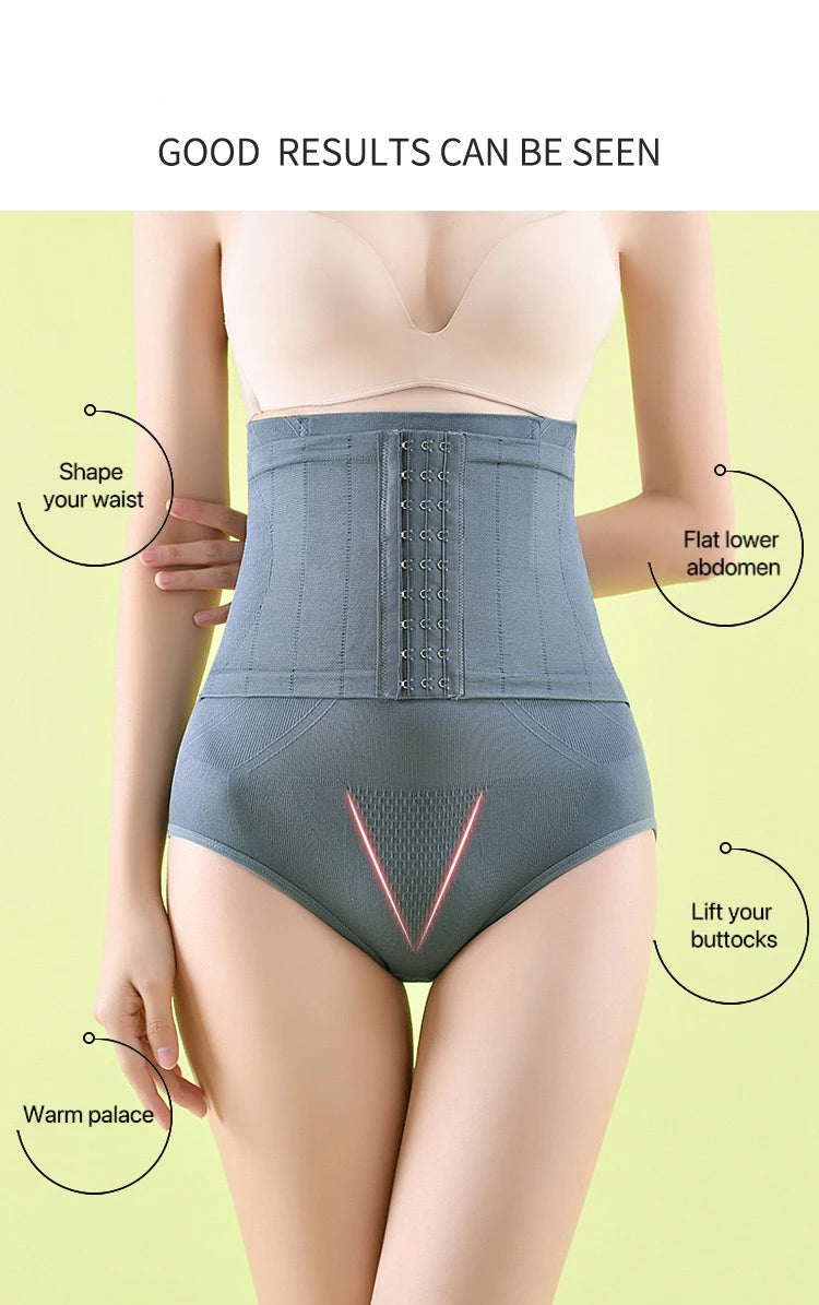 2pcs Women High Waist Shaping Briefs Buckle adjustment Body Shaper Slimming Underwear Butt Lifter Control Pantie Shapewear Pant