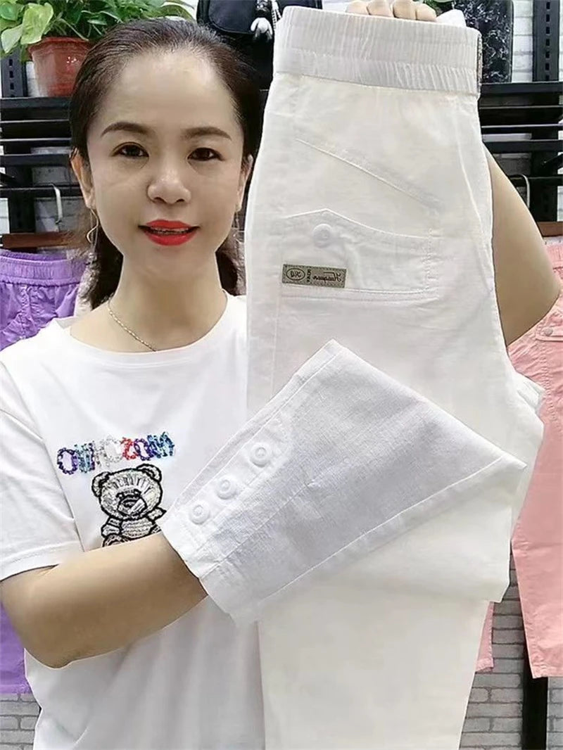 New 2025 Fashion Korean Women's pants Spring Summer  Casual Slim Elastic Waist Pants Female Harun pants Ladies Trousers