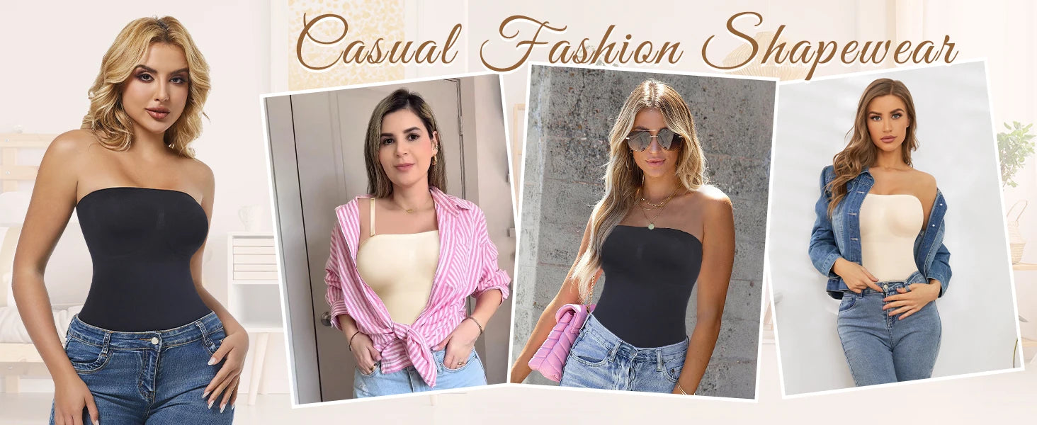 Women Strapless Shapewear Bodysuits Tummy Control Butt Lifter Body Shaper Waist Trainer Sculpting Underwear Shape wear