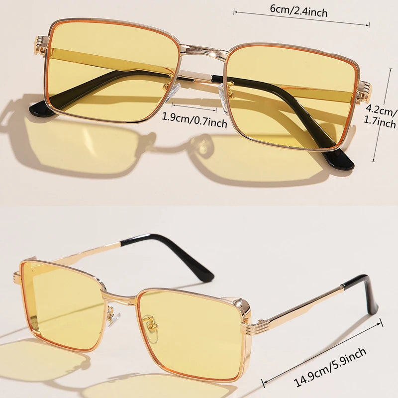 Classic Square Steampunk Sunglasses Luxury Brand Designer Men Women Retro Rectangle Punk Metal Frame Sun Glasses UV400