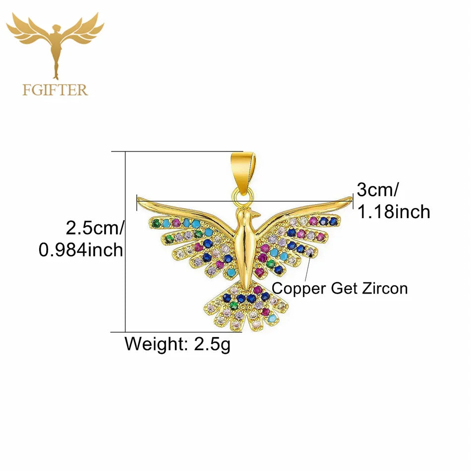 Luxury Graces Colored Phoenix Zircon Copper Pendant Necklaces Stainless Steel Chain High Grade Bird Choker Women's Party Jewelry