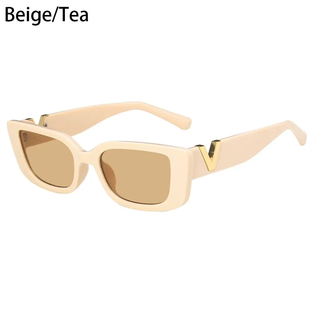Retro Cat eyt Frame Sunglasses Women 2023 Luxury V Sun Glasses Men Fashion Rectangle Jelly Sunglasses with Metal Hinges UV400
