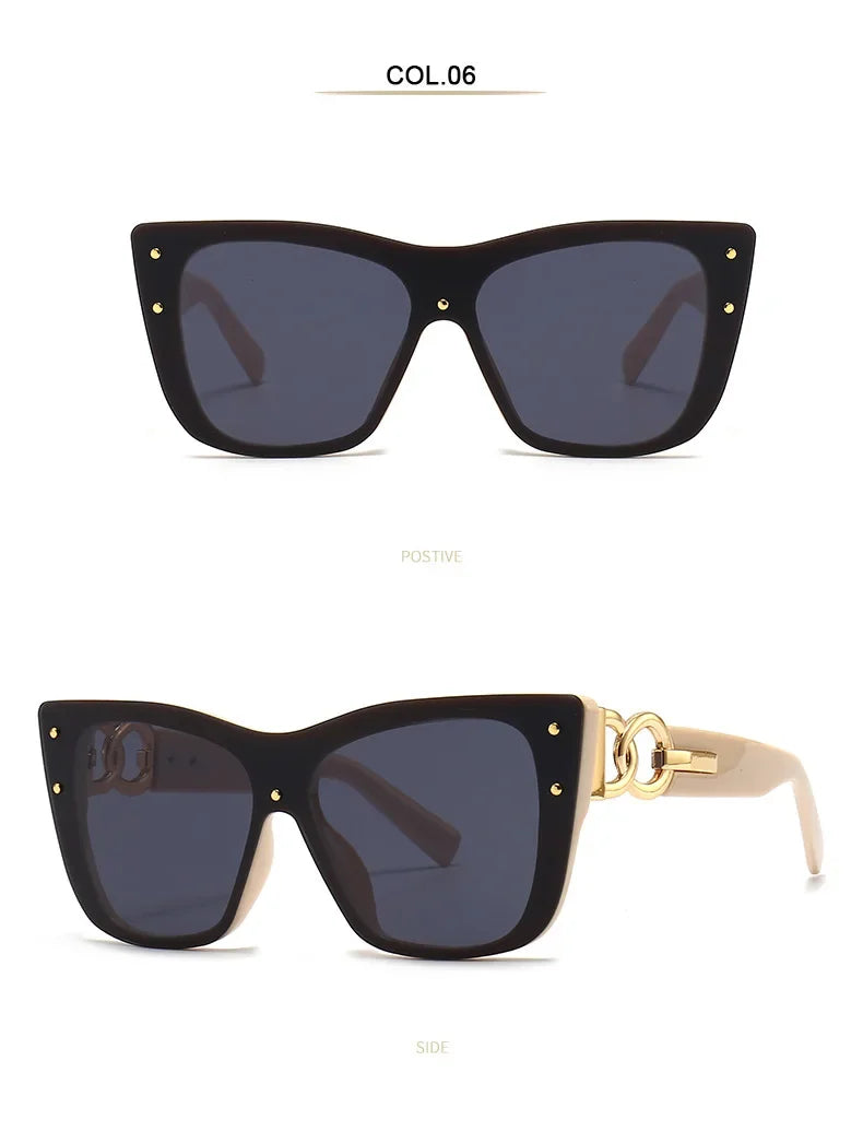 2025 New Fashion Big Frame Cat Eye Sunglasses For Ladies Street Shot Fashionable Sunglasses for Women Driving Shades UV400