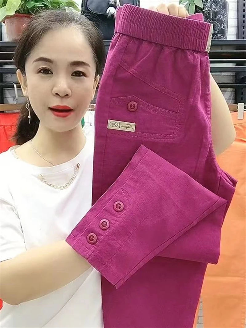 New 2025 Fashion Korean Women's pants Spring Summer  Casual Slim Elastic Waist Pants Female Harun pants Ladies Trousers