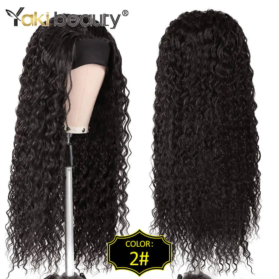 Long Kinky Curly Headband Wigs 28Inch Synthetic Ice Headband Wig For Black Women Afro Curly Water Wave Organic Fiber Hair