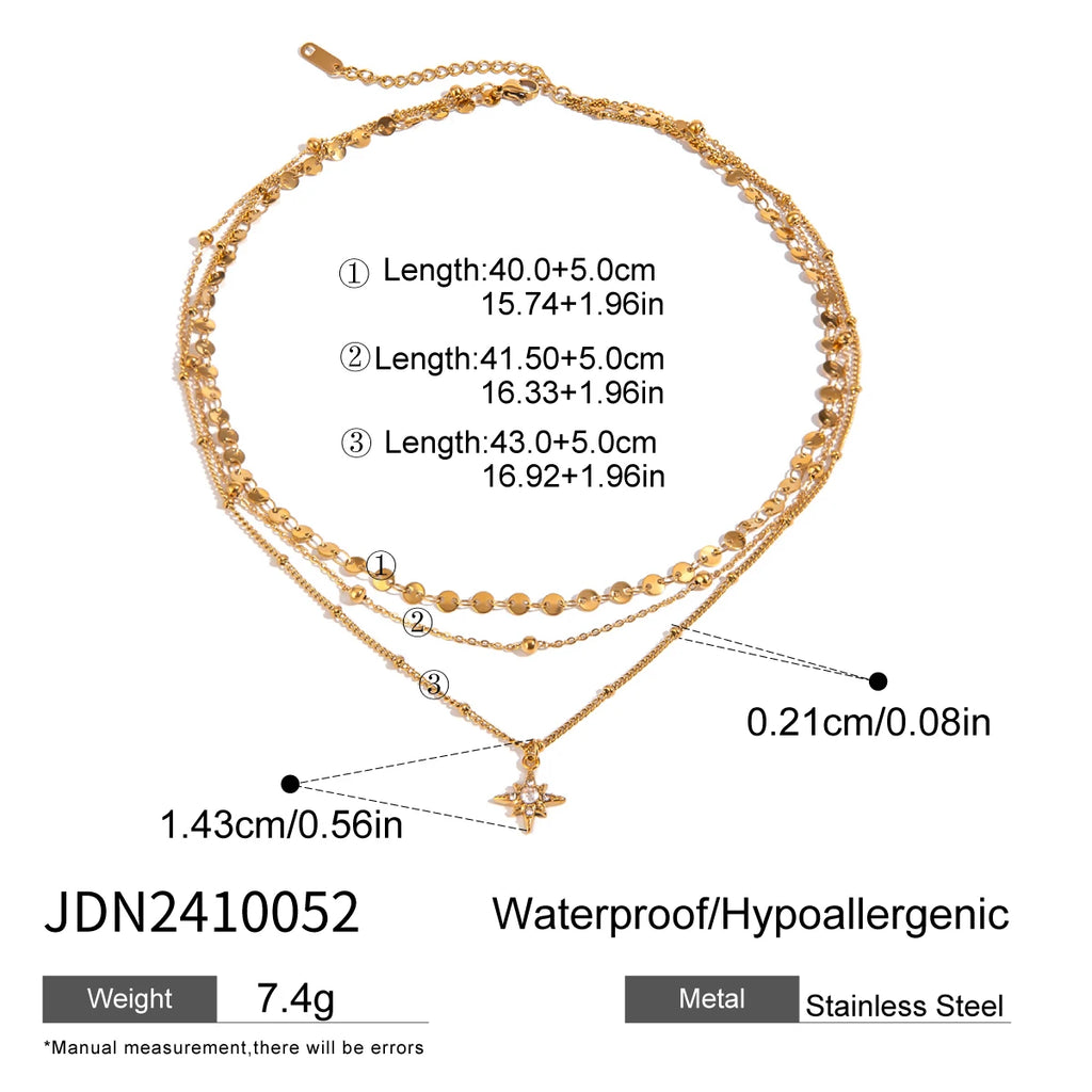 Minimalist 18K Gold Plated Stainless Steel Twists Smooth Face Interlocking Double Layer Necklace Women Attractive Jewelry