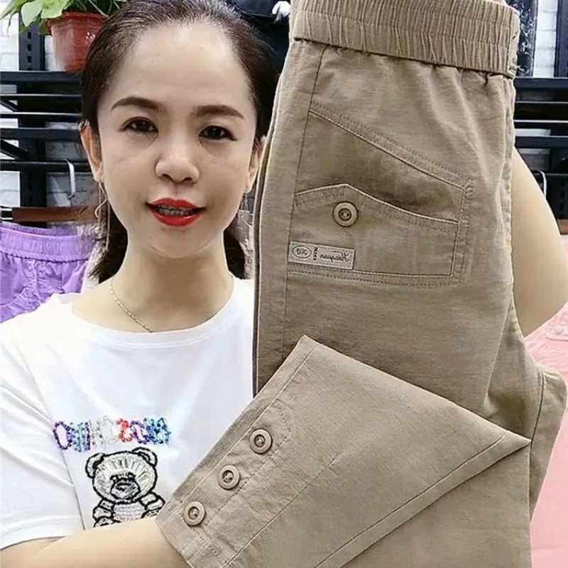 New 2025 Fashion Korean Women's pants Spring Summer  Casual Slim Elastic Waist Pants Female Harun pants Ladies Trousers