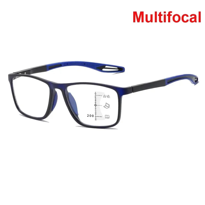 New Trendy TR90 Photochromic Multifocal Reading Glasses 3 in 1 Outdoor Bifocal Sunglasses Sports Anti Blue Near Far Eyeglasses