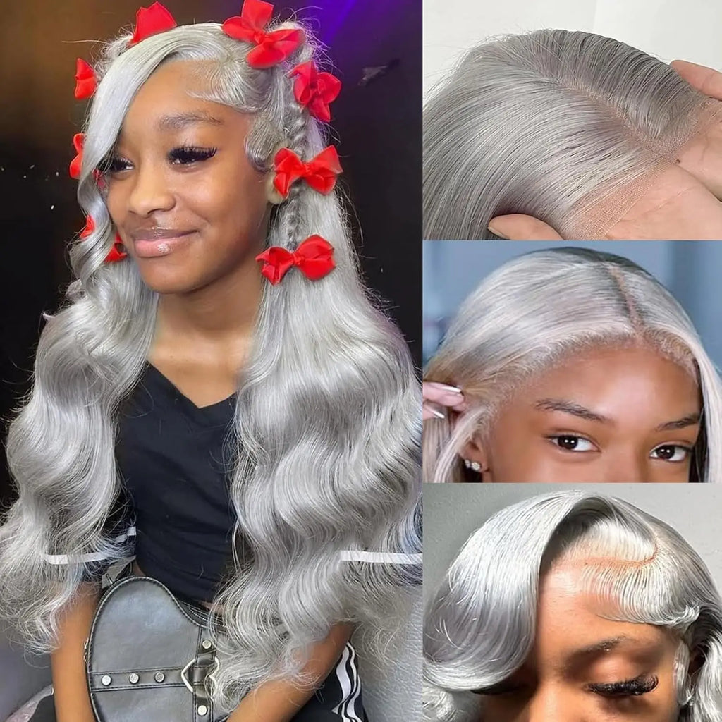 Cosplay Body Wave Silver Grey 13X4 Lace Front Wigs Human Hair 13x6 HD Lace Front Wigs Remy Brazilian 613 Colored Human Hair Wigs