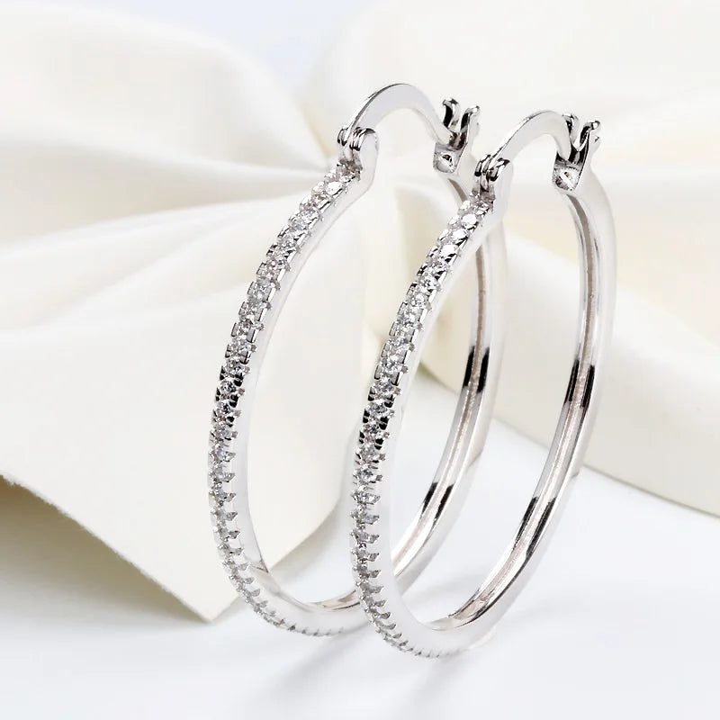 Buyee 925 Sterling Silver Female Big Drop Earring Circle Trend Double Earring for Women Fashion Party Fine Jewelry Earring Gift