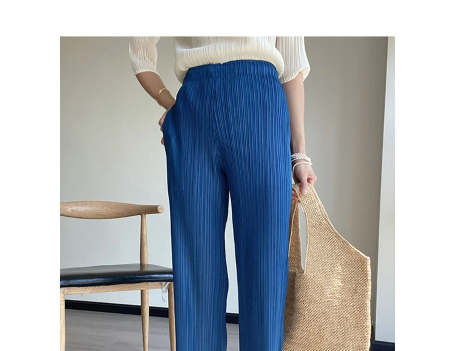 YUDX Spring Summer Autumn Women Casual Elegant Ladies Miyake Designer Casual Loose Straight Pleated Pants High Waist Trousers