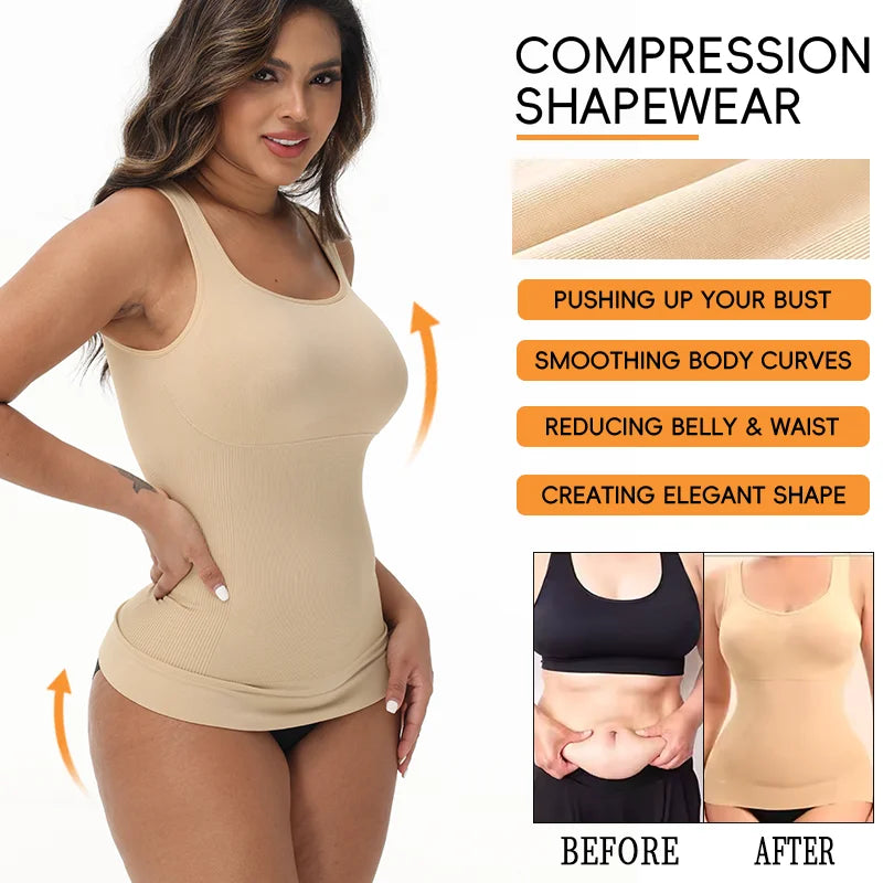 Shapewear Camisole for Women Tummy Control Waist Trainer Shaping Tank Tops Slimming Body Shaper Compression Vest Underwear