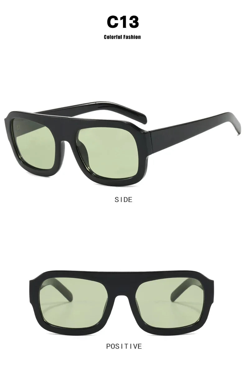 JNPCXI Fashion Square Women Sunglasses Shades UV400 Retro Leopard Tea Candy Color Gradient Men Punk Sun Glasses