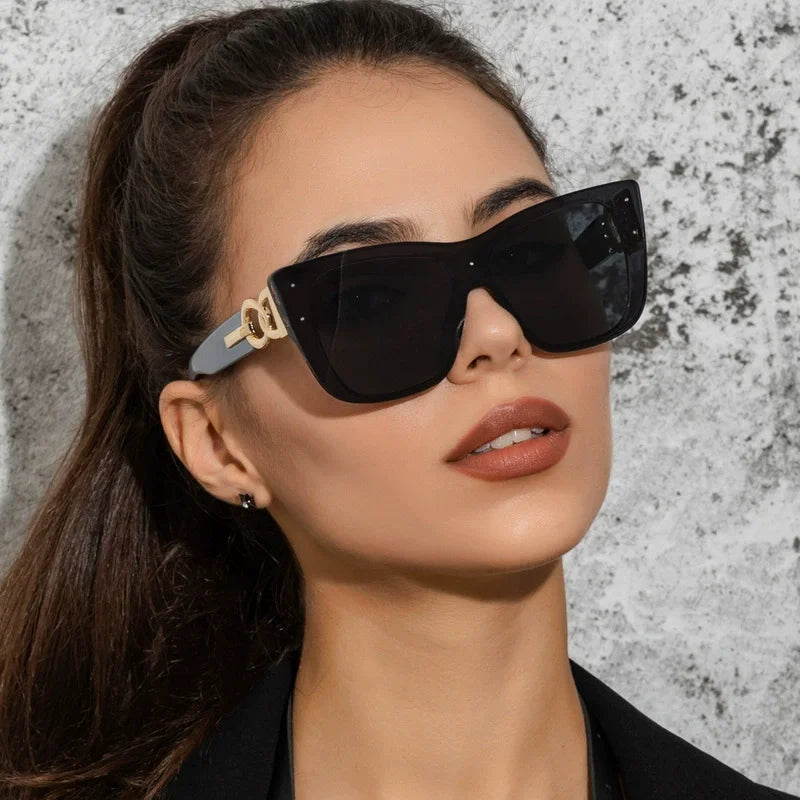 2025 New Fashion Big Frame Cat Eye Sunglasses For Ladies Street Shot Fashionable Sunglasses for Women Driving Shades UV400