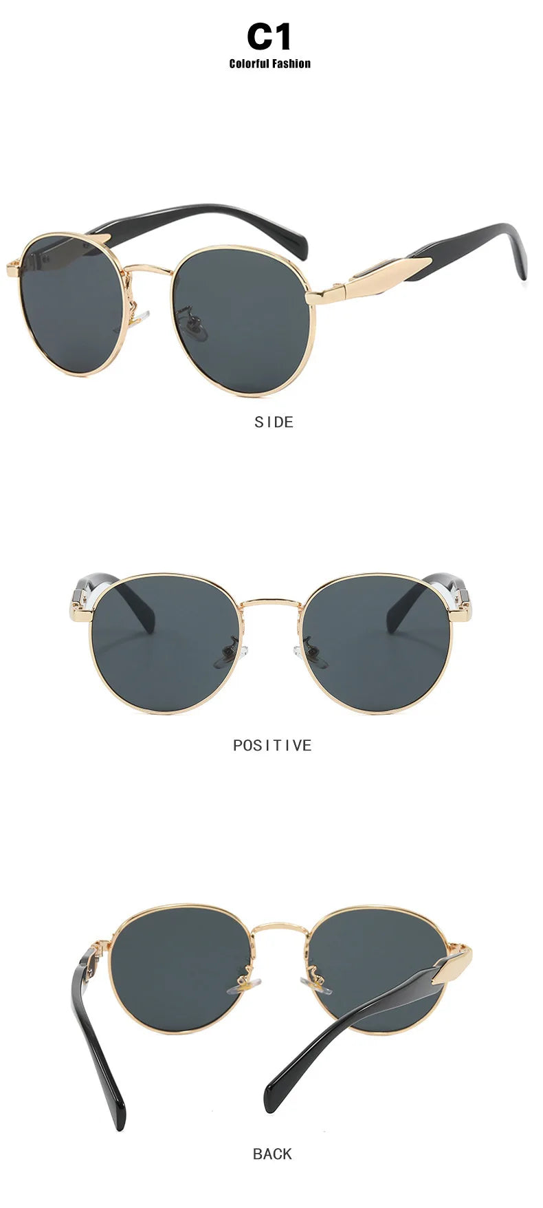 New European And American Circular Sunglasses For Women's Street Photography Metal Sunglasses Trendy Sun Glasses