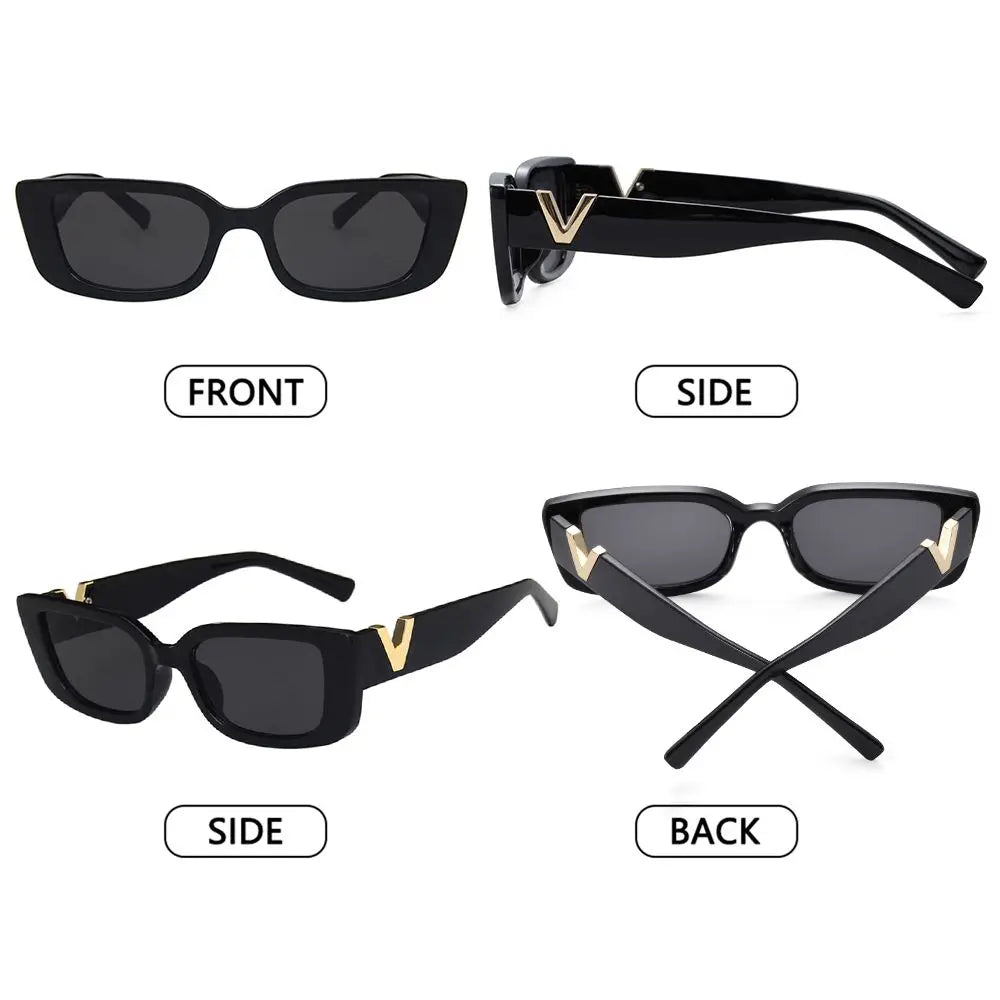 Retro Cat eyt Frame Sunglasses Women 2023 Luxury V Sun Glasses Men Fashion Rectangle Jelly Sunglasses with Metal Hinges UV400