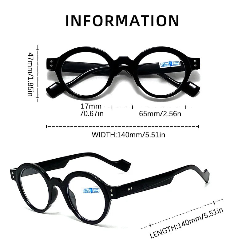 New Round Reading Glasses Women Trendy Presbyopia Hyperopia Anti Blue Light Reading Eyeglasses Men +1.0 +1.5 +2.0 +2.5 +3.0 +3.5