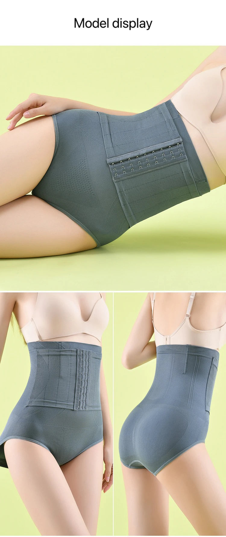 2pcs Women High Waist Shaping Briefs Buckle adjustment Body Shaper Slimming Underwear Butt Lifter Control Pantie Shapewear Pant