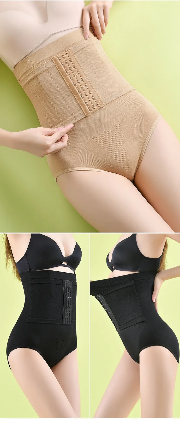 2pcs Women High Waist Shaping Briefs Buckle adjustment Body Shaper Slimming Underwear Butt Lifter Control Pantie Shapewear Pant