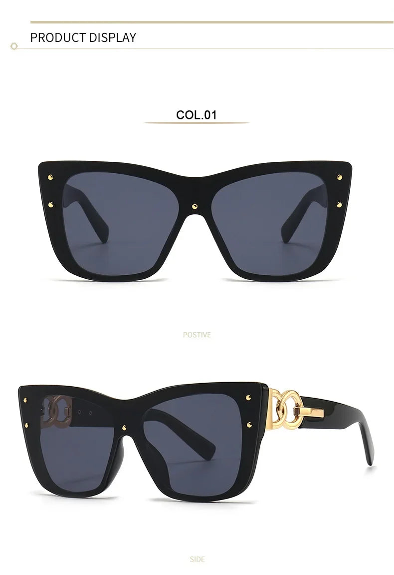 2025 New Fashion Big Frame Cat Eye Sunglasses For Ladies Street Shot Fashionable Sunglasses for Women Driving Shades UV400