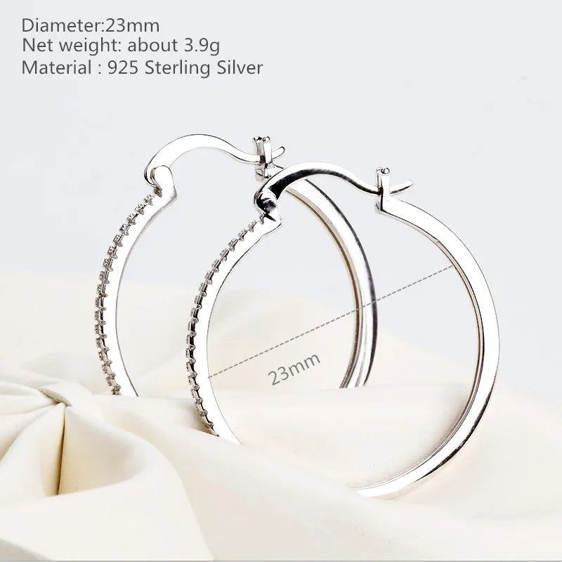 Buyee 925 Sterling Silver Female Big Drop Earring Circle Trend Double Earring for Women Fashion Party Fine Jewelry Earring Gift