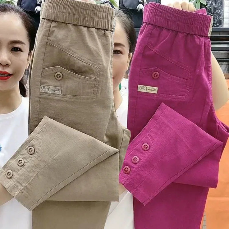 New 2025 Fashion Korean Women's pants Spring Summer  Casual Slim Elastic Waist Pants Female Harun pants Ladies Trousers