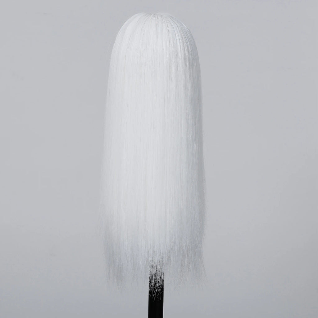 HENRY MARGU White Long Straight Synthetic Wigs for Women Colorful Cosplay Party Fake Hair with Bangs White Wig HighTemperature