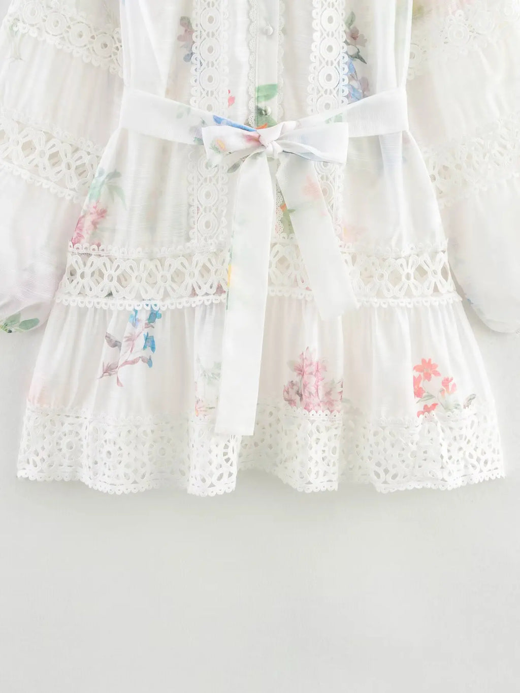 Women White Flower Print Dress Vintage Lace Patchwork Long Sleeve Evening Dress Y2k Birthday Party One Piece Frocks Clothes 2025